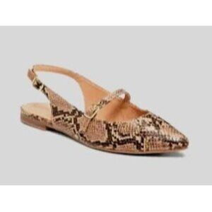 NEW Slingback Mary Jane Flats Brown Snake Women's 9